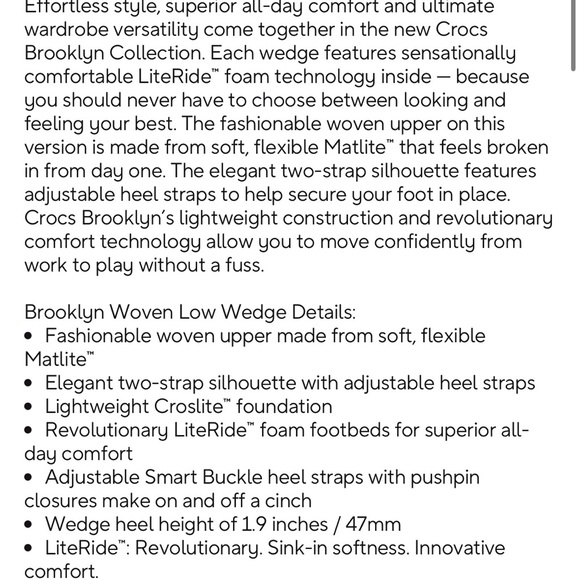 CROCS Women's Black Brooklyn Woven Wedges - Picture 7 of 7